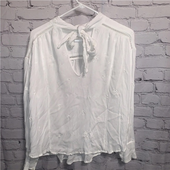 Free People White Long Sleeve Top Size Small Flowy Minimalist  Good Preowned - Picture 2 of 3